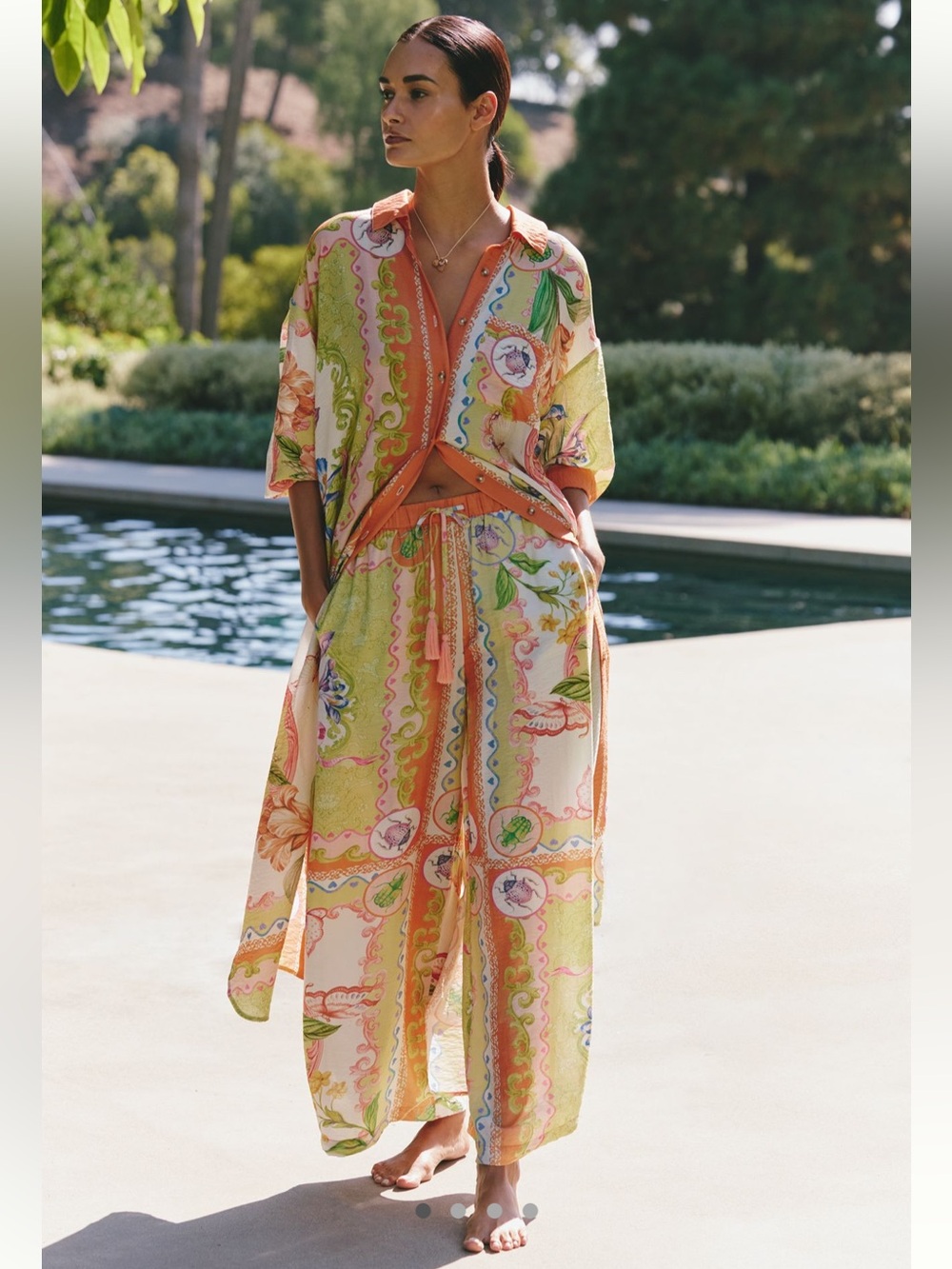 Anthropologie Celandine Sheer Printed Pants - Sz S